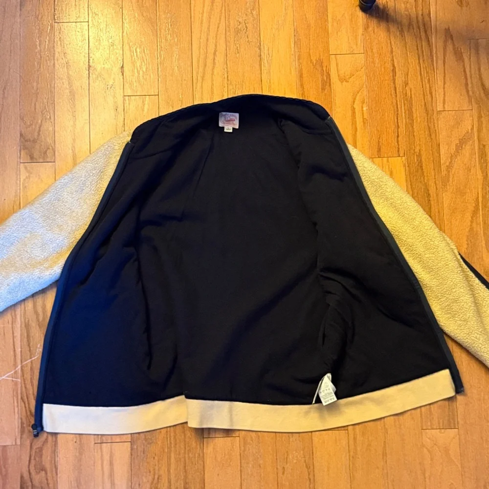 J. Crew Off White and Navy Fleece Full Zip Jacket, L - Picture 3 of 10